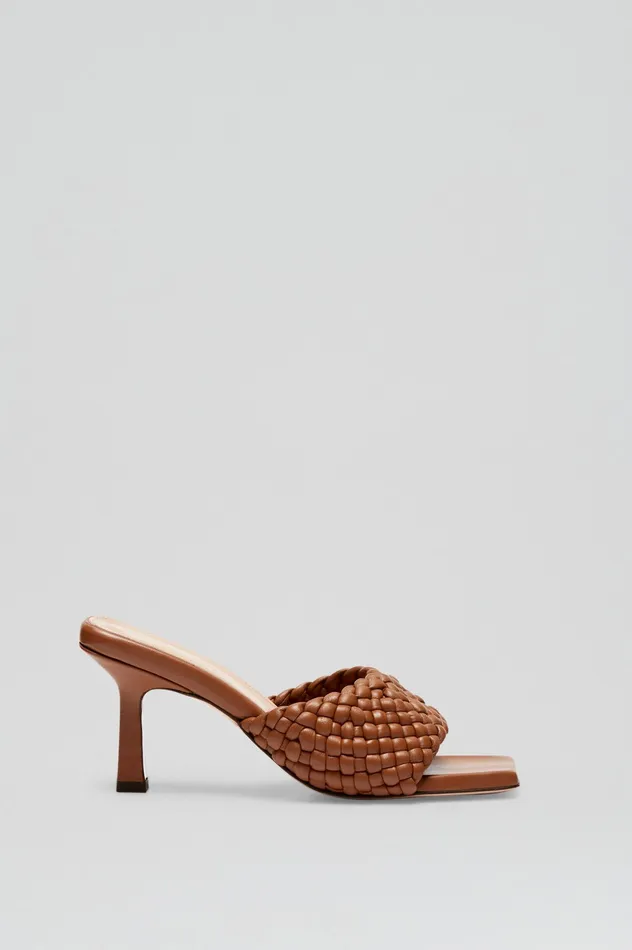 WOVEN LEATHER MULE 75 COGNAC Shoes Scanlan Theodore Women