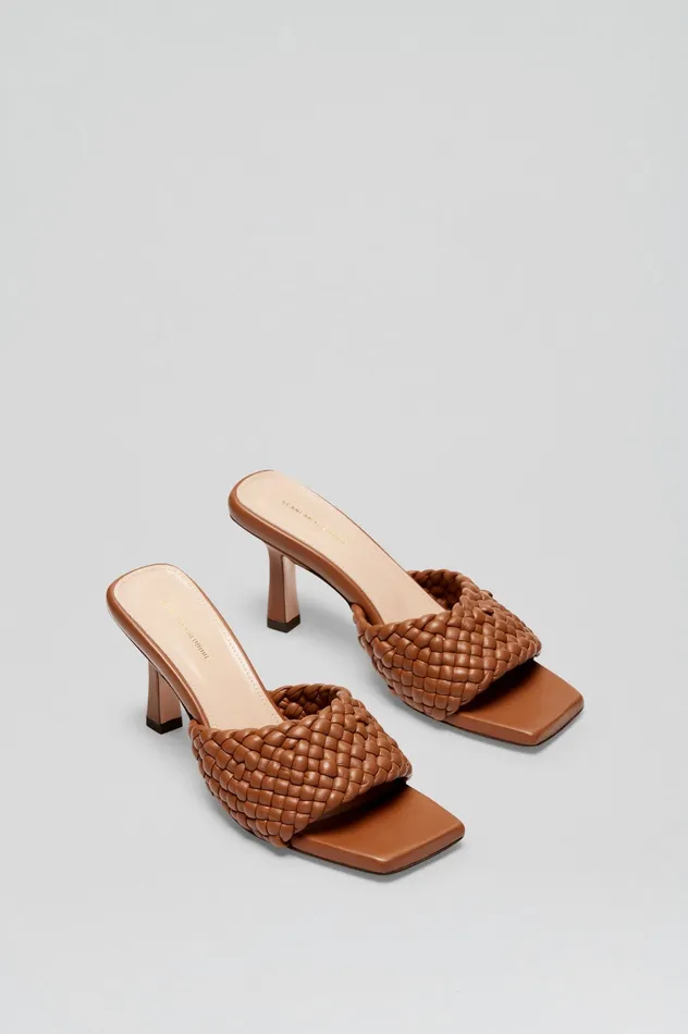 WOVEN LEATHER MULE 75 COGNAC Shoes Scanlan Theodore Women