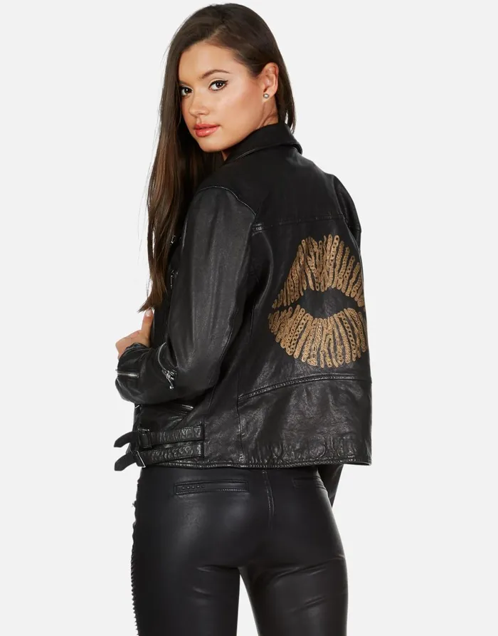 X Posey X Gold Chain Kiss Black Women039s Lauren Moshi Jackets